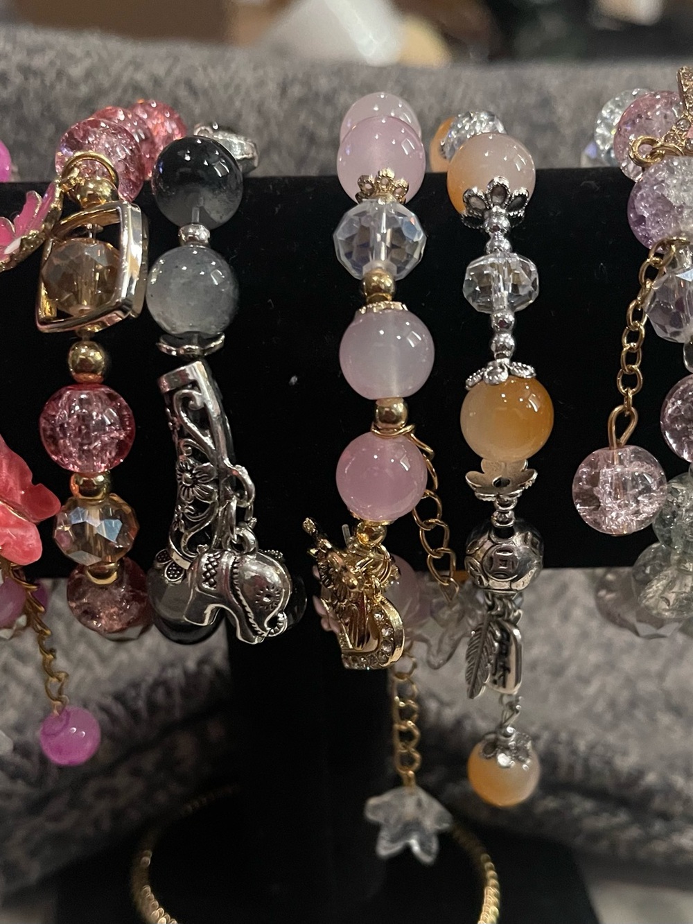 Choice of 3 Elegant Glass Beaded Charm Bracelets - Picture 3 of 5